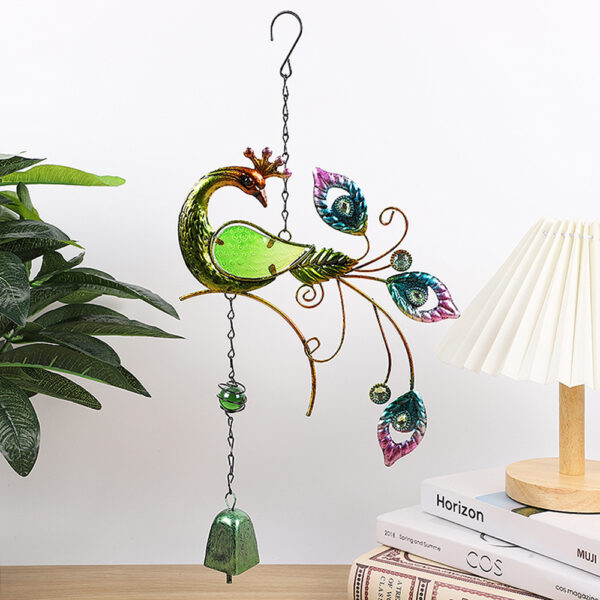 Wholesale Peacock Wind Bell Creative Metal Wind Bell Hanging Glass Painted Garden Balcony Pendant Factory St Cross-border Sply