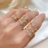 Wholesale Copper Plating Flower Artificial Gemstones Copper Rings
