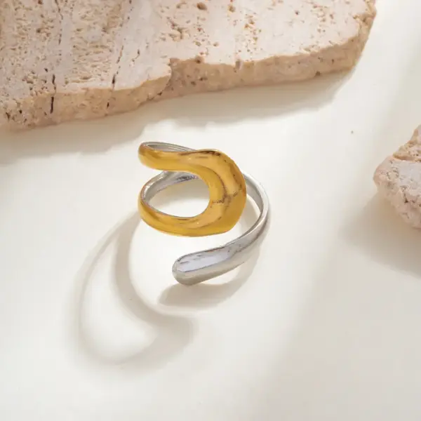 Wholesale Jewelry Sexy Rock Simple Style Irregular Geometric 304 Stainless Steel 18K Gold Plated Plating Open Rings