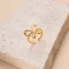 Wholesale PVD Coated Pentagram Heart Shape Butterfly 304 Stainless Steel Retro Waterproof Non Tarnish Open Ring