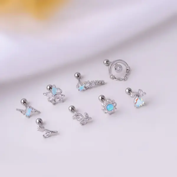316L Stainless Steel Copper Ear Cartilage Rings & Studs Flower Waterproof Non Tarnish Surgical Steel Women'S