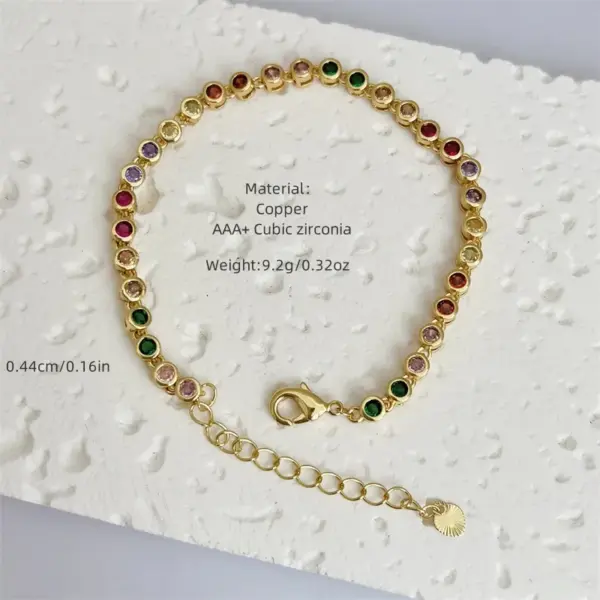 Wholesale Jewelry Classic Style Round Copper Zircon 18K Gold Plated Inlay Bracelets