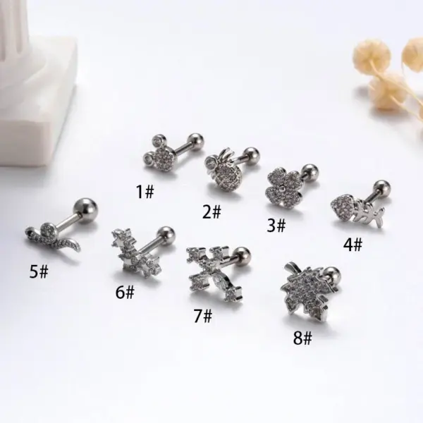 1 Piece Halloween Sweet Simple Style Cross Snake Spider Plating Inlay Copper Zircon Cartilage Earrings