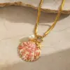 Wholesale Ion Plating (IP) 18K Gold Plated Scallop Conch Shell 304 Stainless Steel Casual Beach Spring Ring Trigger Clasp Closure Multi Charms Necklace