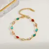 Elegant Cute Artistic Pentagram Water oplets Heart Shape 304 Stainless Steel 18K Gold Plated Zircon Cable Chain Bracelets In Bulk