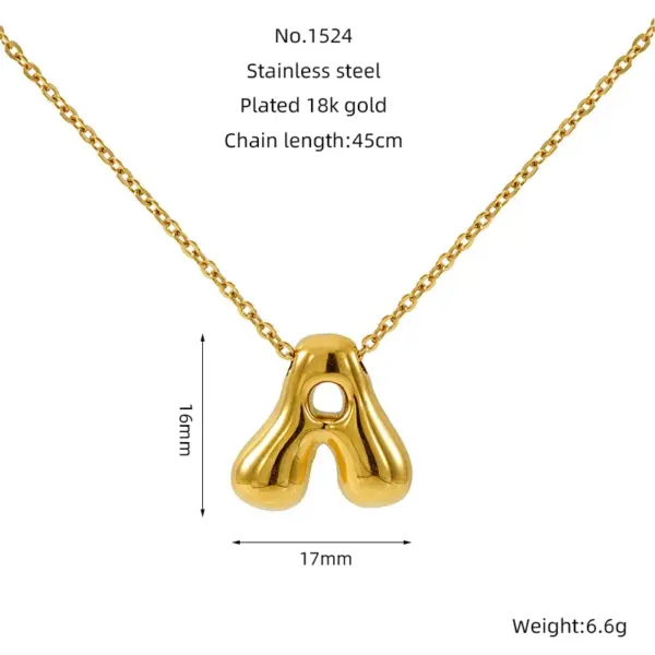 Ion Plating (IP) 18K Gold Plated Letter 304 Stainless Steel Basic Classic Style Waterproof Non Tarnish 304 Stainless Steel Pendant Necklace