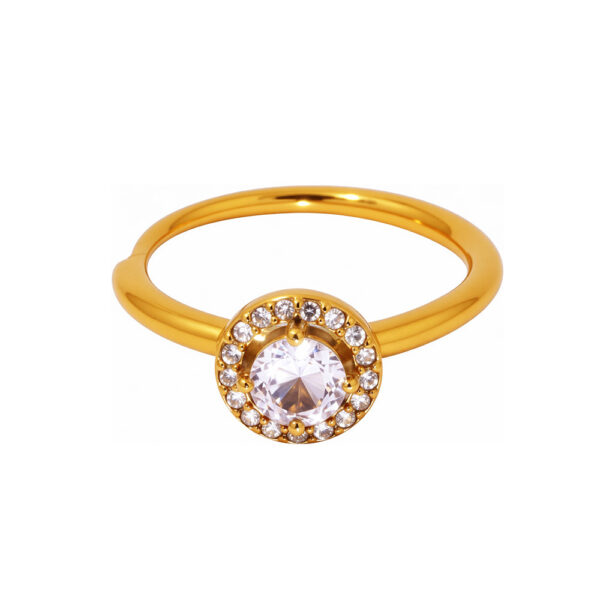 Wholesale Xinyixin Stainless Steel Side Opening 5A Zircon Flash Diamond Ring PVD Electroplated Finger Ring Light Luxury Jewelry Accessories