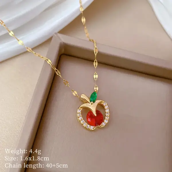 Wholesale Electroplating 18K Gold Golden Plated Apple Titanium Steel Copper Modern Style Classic Style Titanium Steel Pendant Necklace