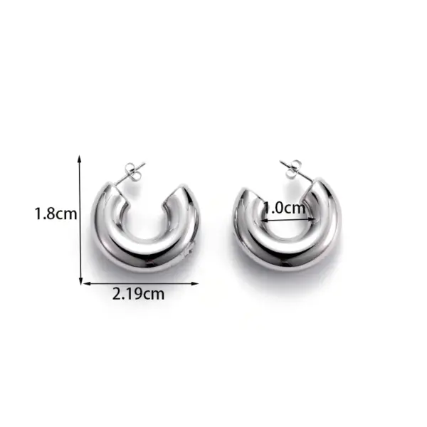 PVD Coated C Shape Water oplets 304 Stainless Steel Simple Style Waterproof Non Tarnish Ear Studs