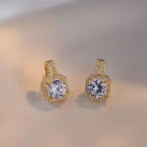 E0313 Square Zircon Earrings