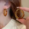 Wholesale 1 Pair Retro Exaggerated Circle Round Plating 304 Stainless Steel Arylic Resin 18K Gold Plated Hoop Earrings