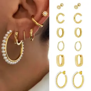 Wholesale 1 Pair Ig Style French Style Modern Style Round Plating Inlay Copper Pearl Zircon 18k Gold Plated Ear Cuffs Earrings Ear Studs