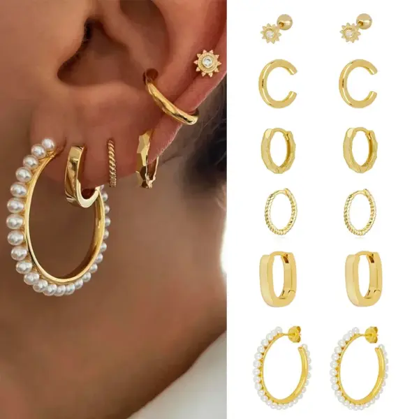 Wholesale 1 Pair Ig Style French Style Modern Style Round Plating Inlay Copper Pearl Zircon 18k Gold Plated Ear Cuffs Earrings Ear Studs