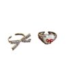 Wholesale Retro Thousand Gold Red French Cute Girly Bow Love Opening Design Adjustable Ring for Women