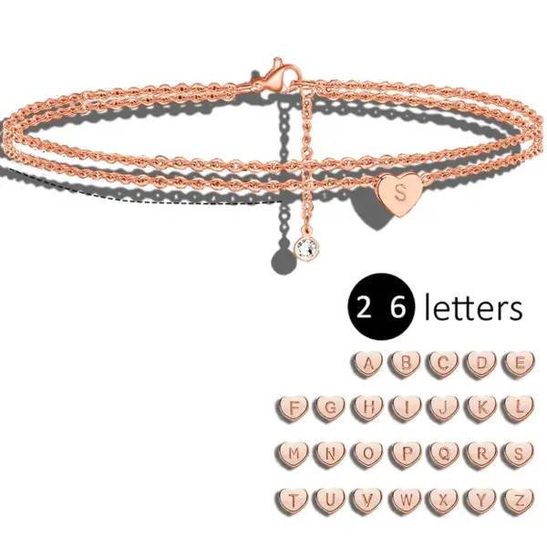 Wholesale 304 Stainless Steel 14K Gold Plated Rose Gold Plated White Gold Plated IG Style Simple Style Layered Plating Inlay Letter Heart Shape Zircon Bracelets