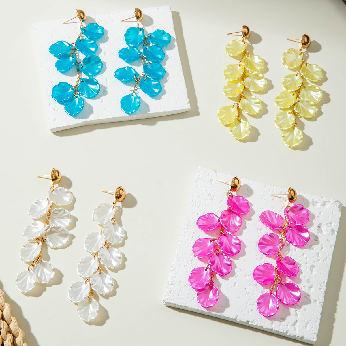 Wholesale Cross-border Summer Tassel Long Petal Earrings Women's Ser Fairy Shell Design Simple Earrings Niche Holiday Ears