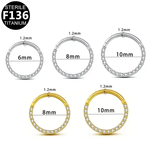 Wholesale 1 Piece Nose Rings & Studs Princess Sexy Pastoral Round Pure Titanium Plating Inlay Zircon White Gold Plated Gold Plated Nose Rings & Studs Nose Pin
