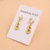Wholesale Electroplating Golden Plated Coffee Beans Round Heart Shape 304 Stainless Steel Casual Modern Style Simple Style Handmade Polishing Enamel Earrings Ear Studs
