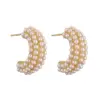 oly-b1ce0e63906c0f1a569596aeddaeac58 Wholesale 1 Pair Casual Elegant Vintage Style C Shape Plating Inlay Copper Artificial Pearls 18k Gold Plated Ear Studs
