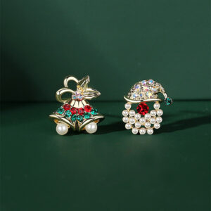 Silver needle: Christmas wind chimes + Christmas hat earrings
