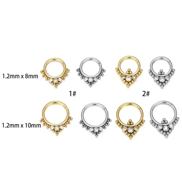 Wholesale 1 Piece 316L Stainless Steel Zircon Nose Rings & Studs Round Waterproof Non Tarnish Surgical Steel Nose Rings & Studs