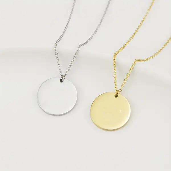 304 Stainless Steel Round Ion Plating (IP) 18K Real Gold Plated Elegant Waterproof Non Tarnish Cable Chain Gold Silver Pendant Necklace