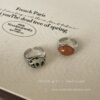 Wholesale Maillard Natural Stone Opening Ring Women's Niche Design Light Luxury High-Level Finger Ring Vintage Decorative Finger Ring