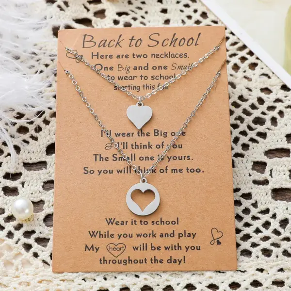 New Stainless Steel Heart-shaped Mother-daughter Parent-child Sweater Chain 2-piece Set