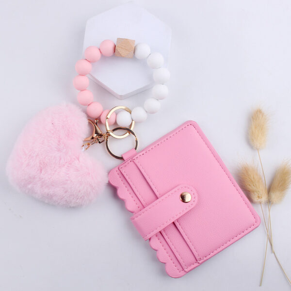 Wholesale New Cartoon Plush Love Card Bag Jewelry Beaded DIY Silicone Bracelet Handset Wallet Keychain Hanging