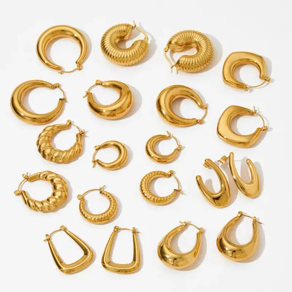 Wholesale PVD Coated Real Gold Plated 16K Gold White Gold Plated Gold Plating Solid Color 304 Stainless Steel Commute Waterproof Non Tarnish Earrings