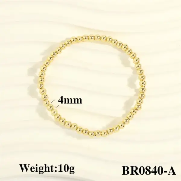 Wholesale Copper Round Hip-Hop Simple Style Gold Bead Necklace Gold Bracelets