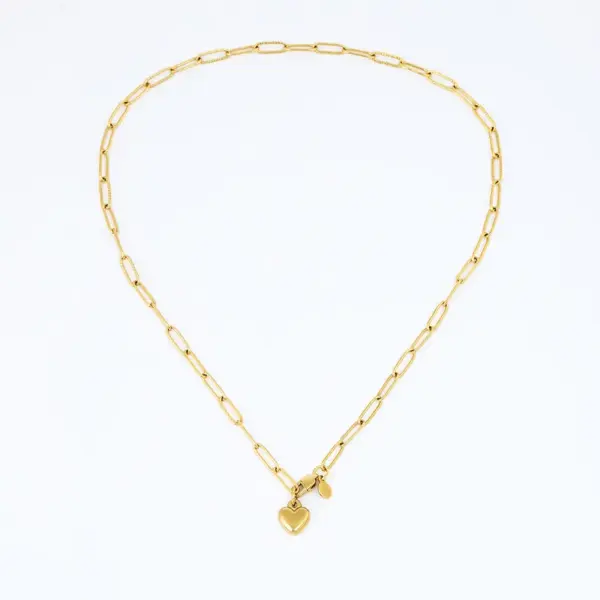 Wholesale Jewelry Romantic Heart Shape 304 Stainless Steel 18K Gold Plated Handmade Pendant Necklace