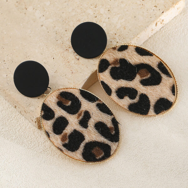 oly-b1f74acd61413d8f37b00abe5518ce02 Wholesale Cross-border Exaggerated Large Circle Oval Leopard Earrings Hong Kong Style Vintage Fabric Wrapping Leopard Ring Earrings Earrings