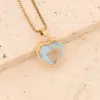 Fashion Heart Shape Stainless Steel Pendant Necklace Gold Plated Artificial Crystal Stainless Steel Necklaces 1 Piece