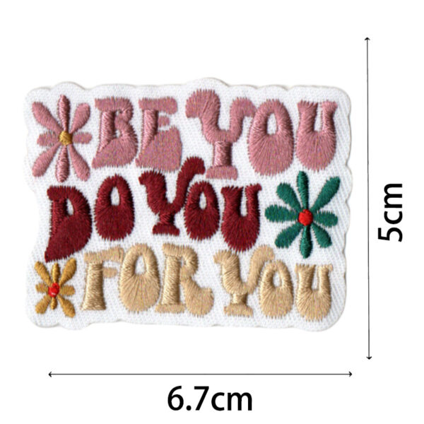 Wholesale Bohemian embroidered fabric patch with positive energy quotes for bags