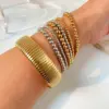 IG Style Solid Color 304 Stainless Steel Elastic String 18K Gold Plated Bracelets In Bulk