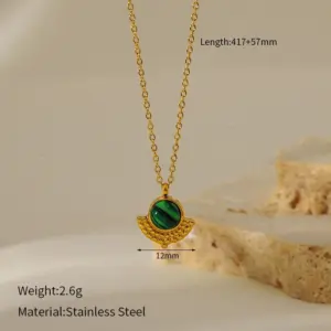 15 # Semicircular Natural Stone Necklace