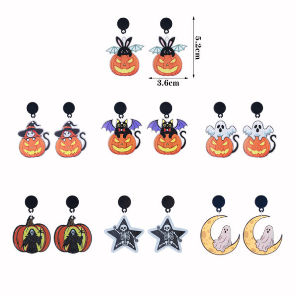 oly-b201f41caa8da67fc63c8b89fcfdac87 Wholesale European and American Halloween Series Acrylic Earrings Ghost Pumpkin Cartoon Bat Pumpkin Personalized Party Earrings