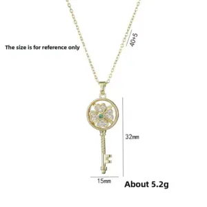 X3855 Gold Key Rotating Necklace