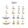 Wholesale Fashion Leaf Round Stainless Steel Inlaid Zircon Eyebrow Nails Ear Studs 1 Piece