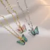 Wholesale Titanium Steel Simple Style Patchwork Butterfly Pendant Necklace