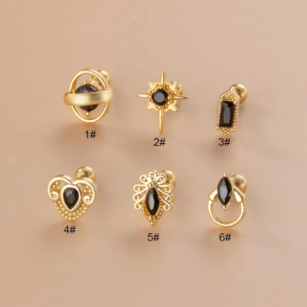 Wholesale 1 Piece Ear Cartilage Rings & Studs Fashion Solid Color 316L Stainless Steel Copper Plating Inlay Zircon