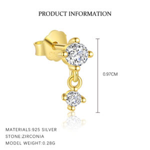 E4822-gold/single round / 925 silver