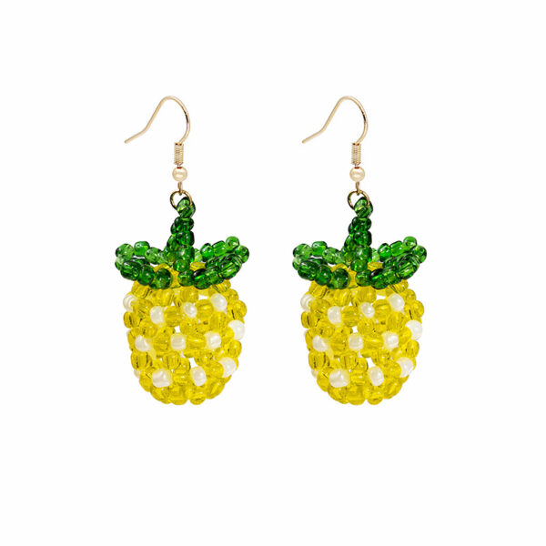 oly-b21630f9f003127455fd4605e7b42205 Wholesale Ins Spring/Summer Colored Flower Earrings Hand-made Crystal Beaded Woven Pineapple Red Cherry Long All-match Stud Earrings