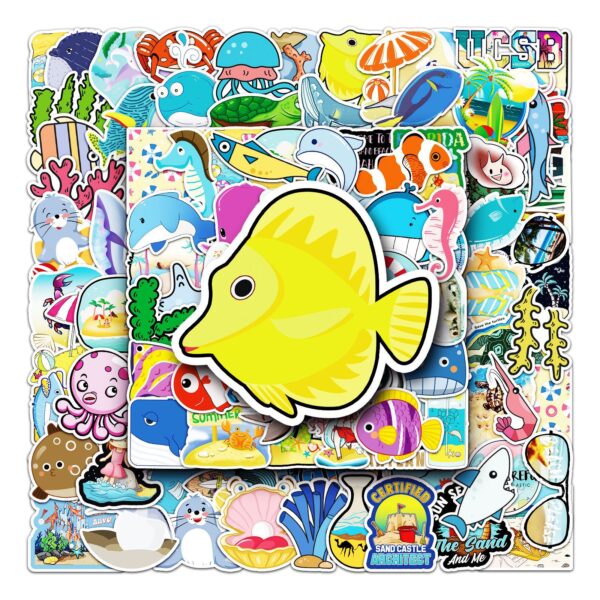Wholesale 100 Cartoon Marine Bio Decorative Phone Case Laptop Luggage Scooter Car Stickers