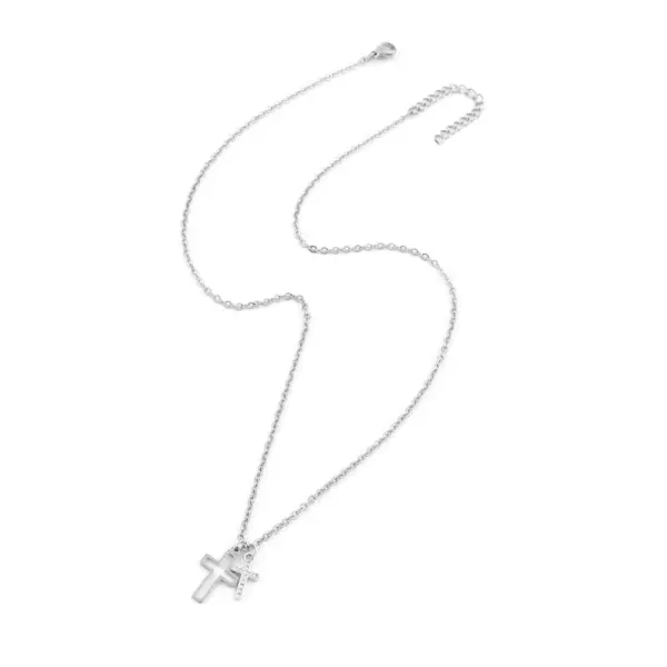 Wholesale PVD Coated Real Gold Plated Cross 201 Stainless Steel 304 Stainless Steel Copper Simple Style Classic Style Waterproof Non Tarnish 201 Stainless Steel Pendant Necklace