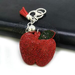 Wholesale Diamond studded apple keychain