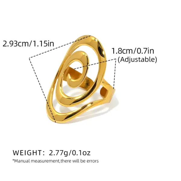 304 Stainless Steel Geometric Ion Plating (IP) 18K Real Gold Plated Casual Simple Style Waterproof Non Tarnish Open Rings