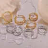 304 Stainless Steel Round PVD Coated Stone-Free 18K Gold Plated Real Gold Plated 18K Gold Classic Style Waterproof Non Tarnish Plating Earrings