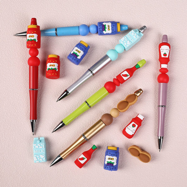 oly-b22579afc87c880d68539669a21c1695 Wholesale Factory direct sales of 3D silicone beads, semi-finished products, loose beads, children's beaded pens, decorative cartoon beads, wholesale, European and American style.